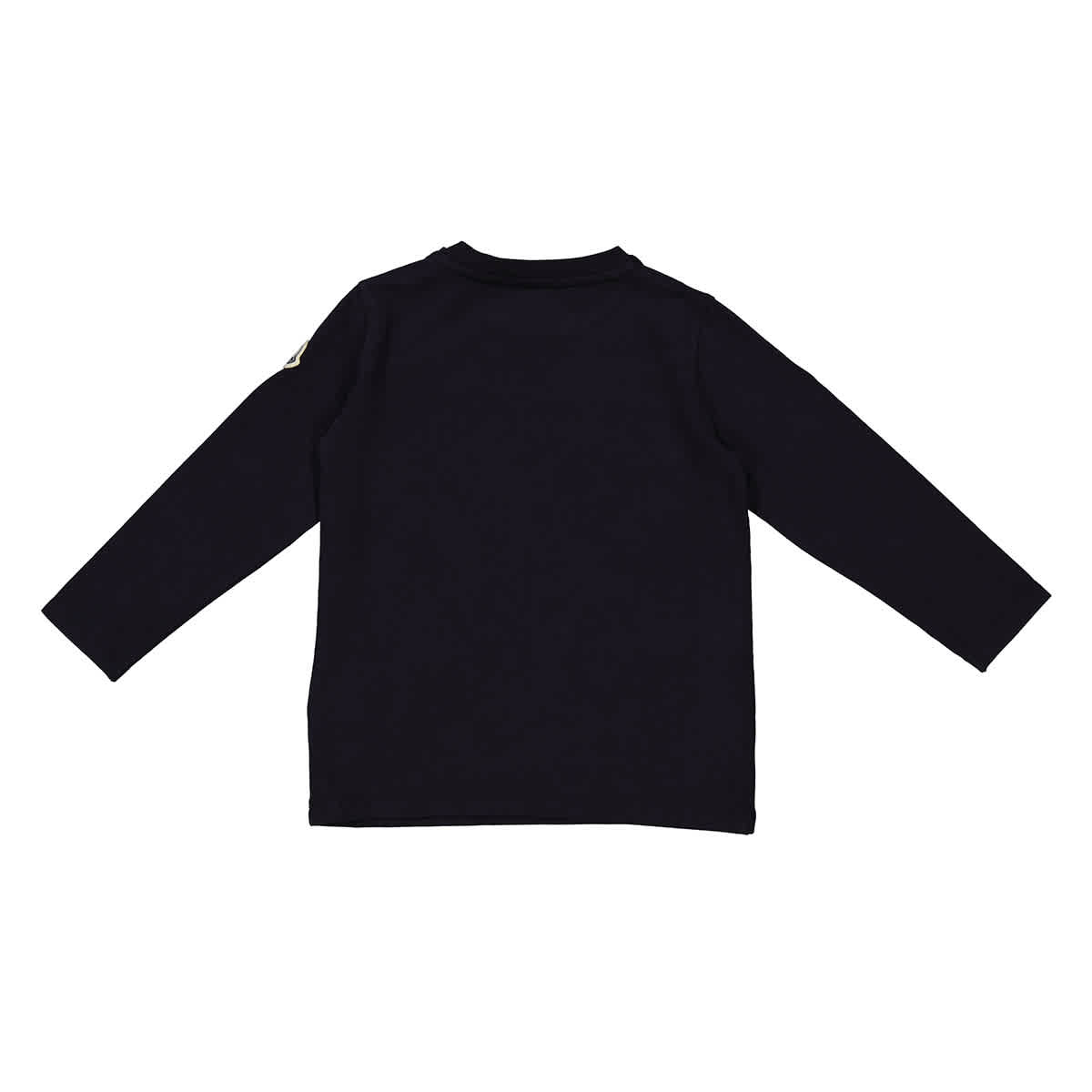 Moncler Kids Navy Stretch Cotton Logo Print Long-Sleeved T-Shirt