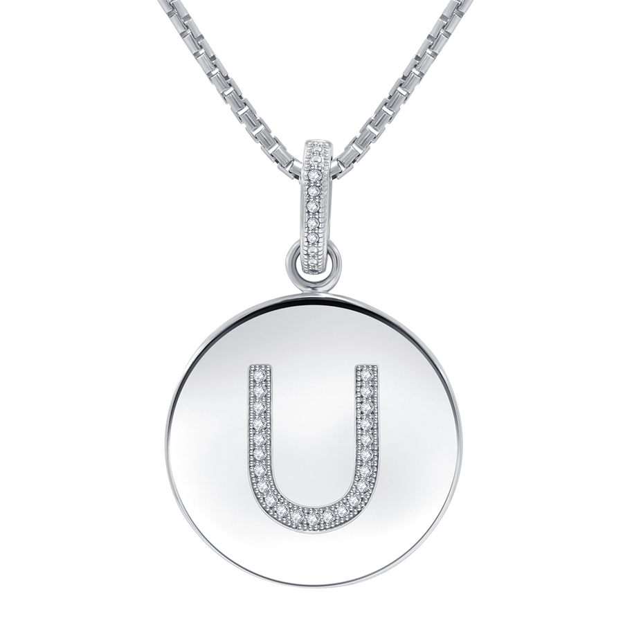Diamond Muse 0.10 Cttw Initial Letter Diamond Necklace for Women, Girls, and Men in Sterling Silver