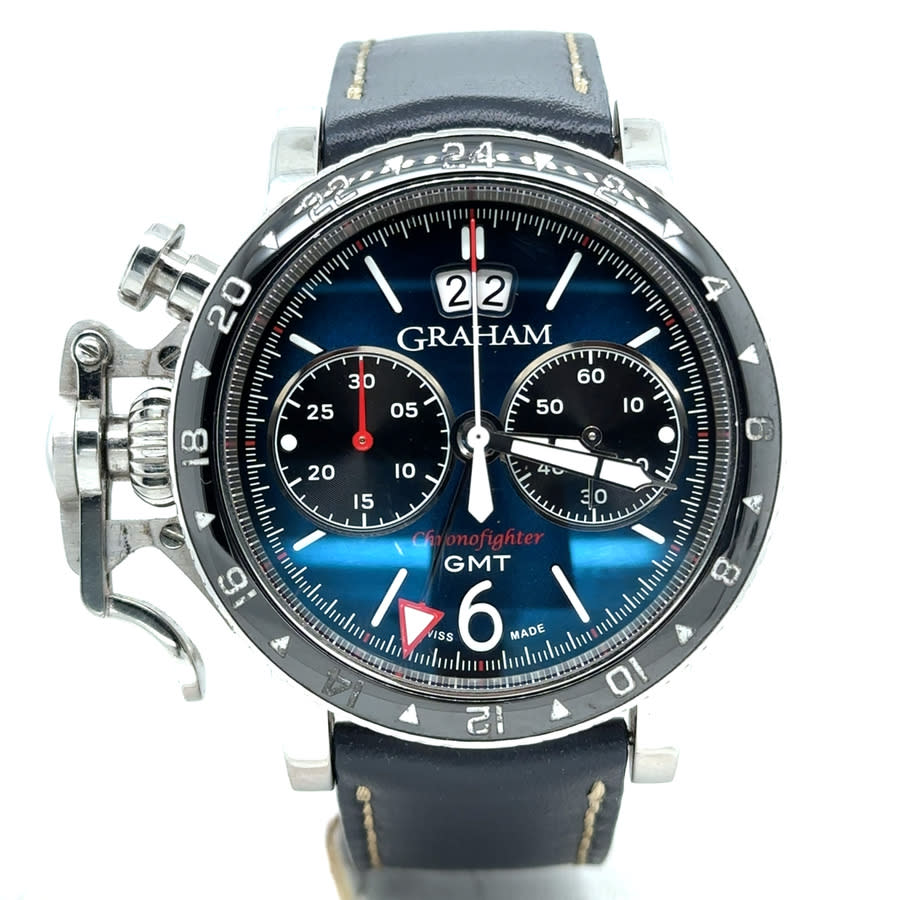Pre-owned Graham Chronofighter GMT Chronograph Automatic Blue Dial Mens Watch 2CVBC.U02A.L129S