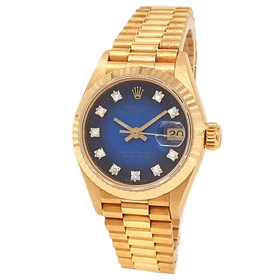 Preowned Rolex Datejust Automatic Chronometer Diamond Blue Dial Ladies Watch 69178 BLDP