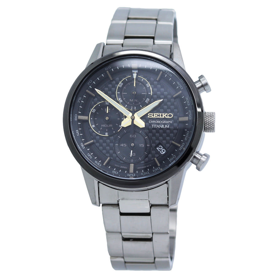 Seiko Chronograph Quartz Black Dial Mens Watch Ssb391 In Black / Gold ...