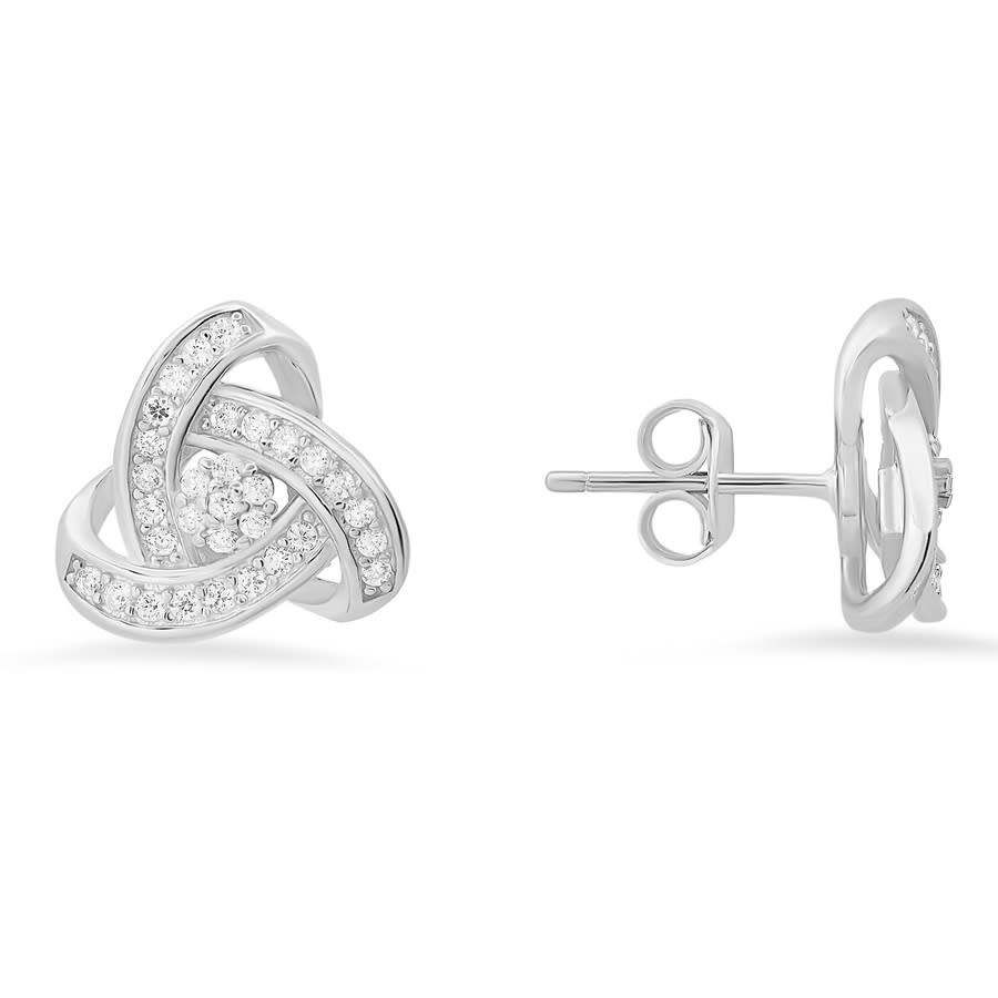 Kylie Harper Sterling Silver Trinity Love Knot CZ Stud Earrings 51$