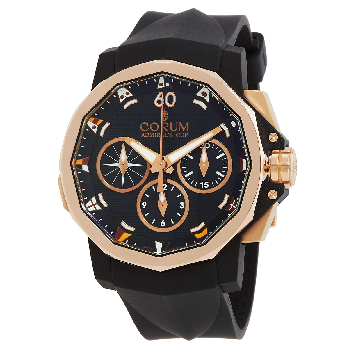 Pre-owned Corum Admiral Cup Regatta Chronograph Black Dial Mens Watch 986694550371 CG12 8175$
