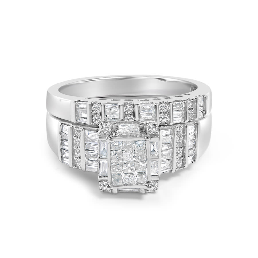 Haus of Brilliance Sterling Silver 10 Cttw Diamond Composite Head Bridal Engagement Ring Set 1250$