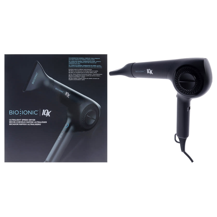 Bio Ionic Ladies 10X Ultra Light Speed Dryer Plus Comb Attacment Black Tools - 38990₽