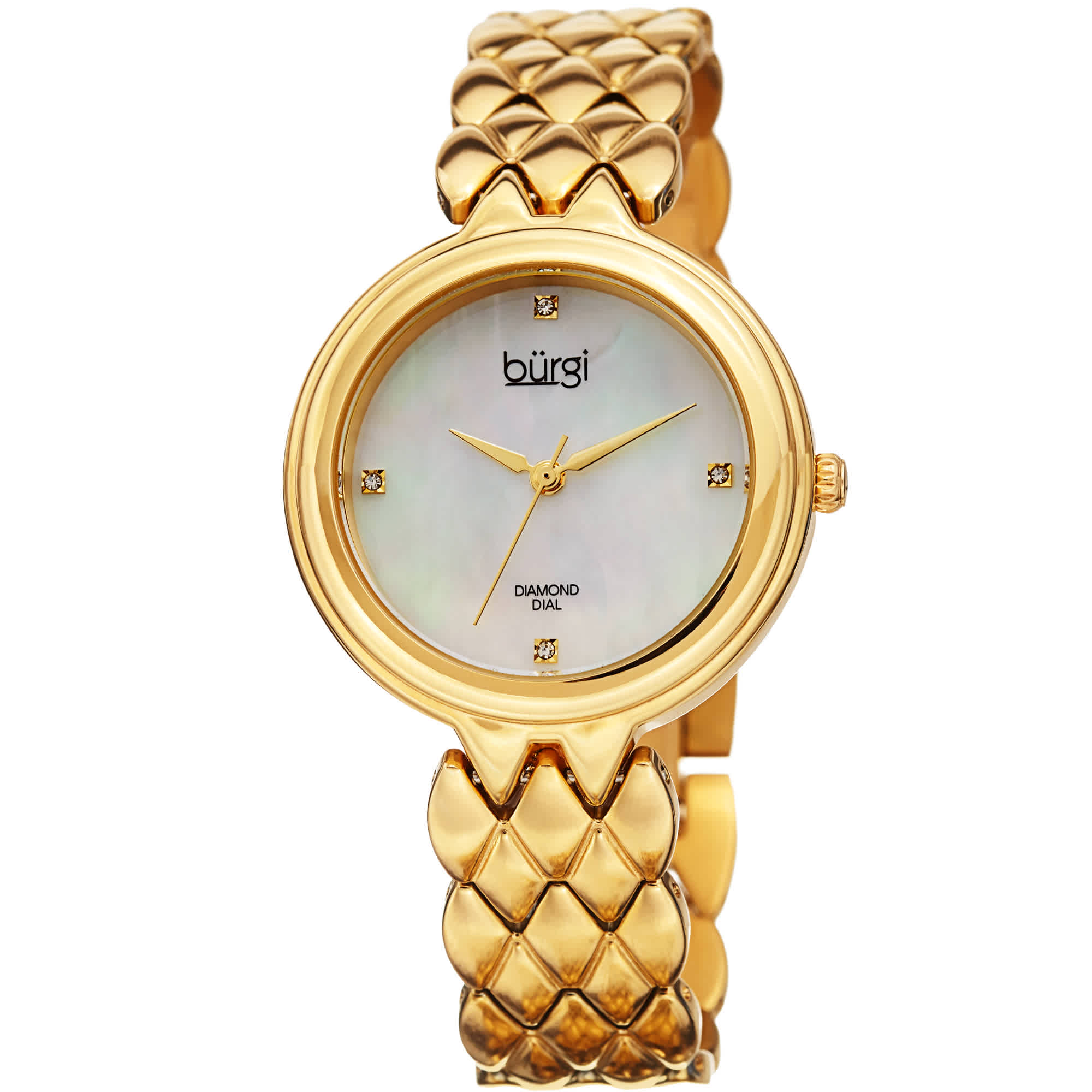 Burgi Mother of Pearl Dial Yellow Gold-tone Ladies Watch BUR193YG 52$