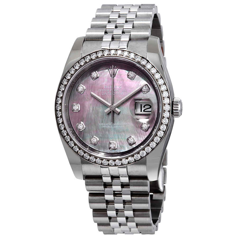 Rolex Oyster Perpetual Datejust 36 Black Mother of Pearl Dial Stainless Steel Jubilee Bracelet Automatic Mens Watch 116244BMDJ