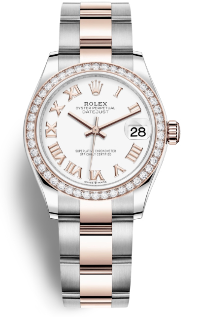 Rolex Datejust White Dial Automatic Ladies Steel and Everose Gold Oyster Watch 278381WRO