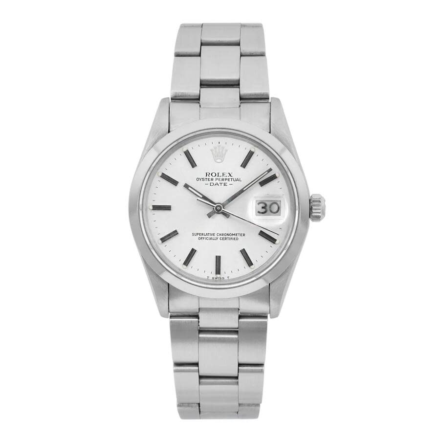 Preowned Rolex Oyster Perpetual Date Automatic Chronometer Silver Dial Mens Watch 15000 SSO