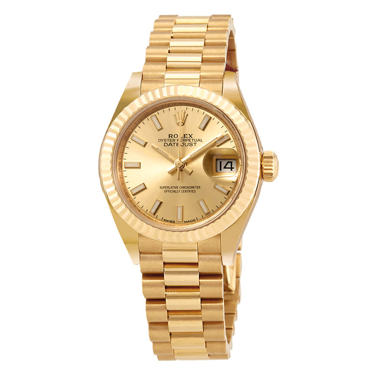 Rolex Oyster Perpetual Datejust Champagne Dial 18 Carat Yellow Gold President Automatic Mens Watch