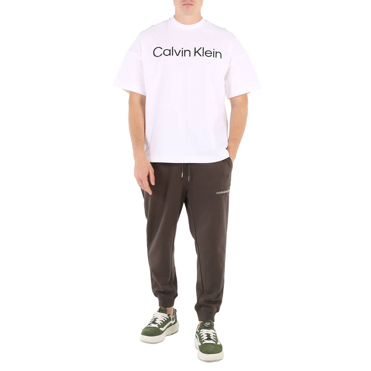 CALVIN KLEIN Institutional Logo Men's Slim T-Shirt - White