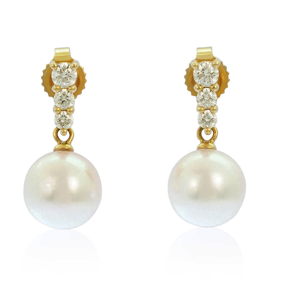 Mikimoto Morning Dew Akoya Cultured Pearl Earrings 18 Karat Yellow Gold PEA642DK 3875$