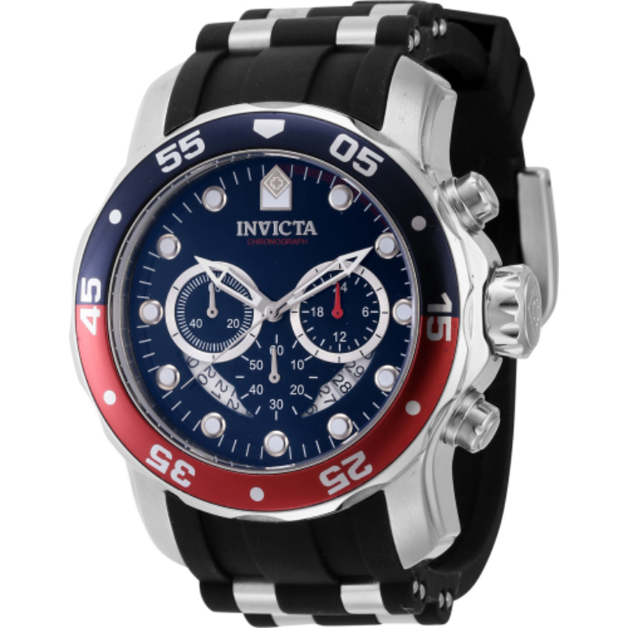 Invicta Pro Diver Chronograph GMT Quartz Black Dial Pepsi Bezel Mens Watch  44521