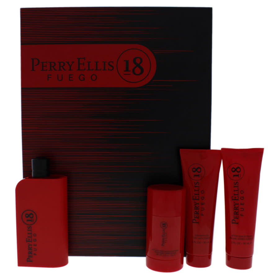 Perry Ellis 18 Fuego by Perry Ellis for Men - 4 Pc Gift Set 34oz EDT Spray 3oz Shower Gel 3oz After Shave Balm 275oz Deodrant Stick 25$