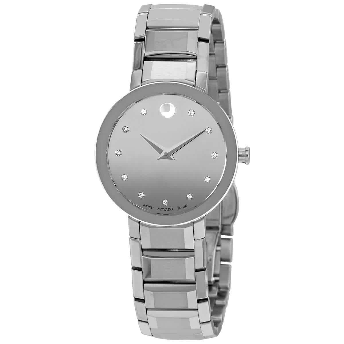 Movado Quartz Diamond Silver Museum Dial Ladies Watch 0607548 1250$
