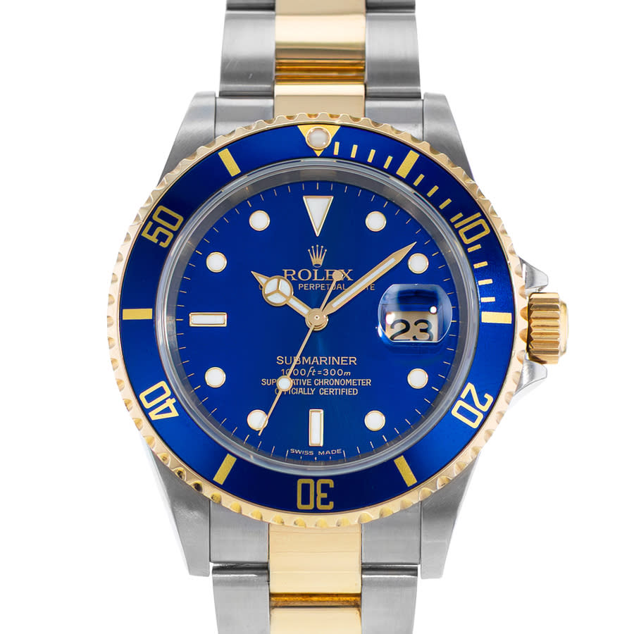 Preowned Rolex Submariner Date Automatic Chronometer Blue Dial Mens Watch 16613 BLSO