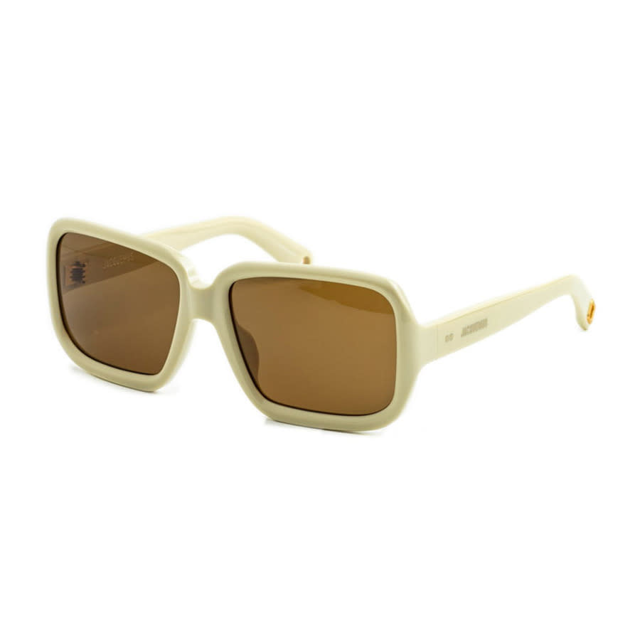 Jacquemus JAC86S Oversized Acetate Frame Sunglasses — Beige