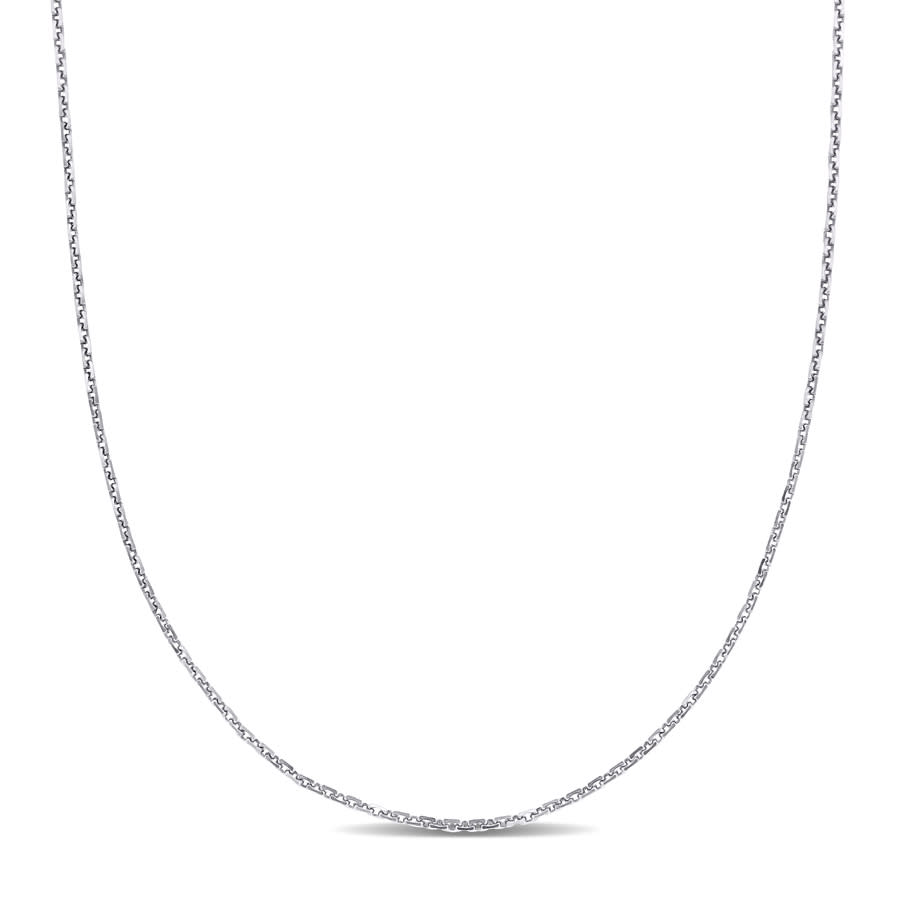 AMOUR 1.2mm Diamond-cut Cable Chain Necklace In 14K White Gold – 18 In