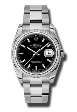 Rolex Oyster Perpetual Datejust 36 Black Dial Stainless Steel Bracelet Automatic Ladies Watch 116244BKSO