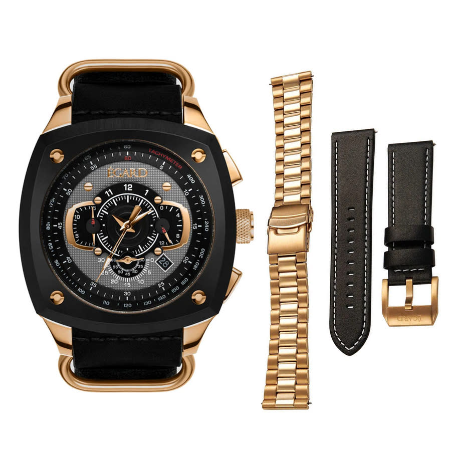 Egard Vi-Viking Chronograph Quartz Black Dial Mens Watch WCH-5083-Q0H176