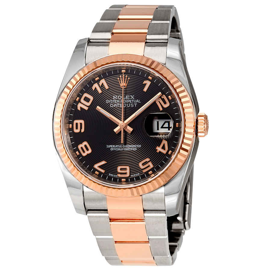 Rolex Oyster Perpetual Datejust 36 Black Concentric Dial Stainless Steel and 18K Everose Gold Bracelet Automatic Mens Watch 116231BKCAO Rolex Oyster Perpetual Datejust 36 Black Concentric Dial Stainless Steel and 18K Everose Gold Bracelet Automatic Mens Watch 116231BKCAO