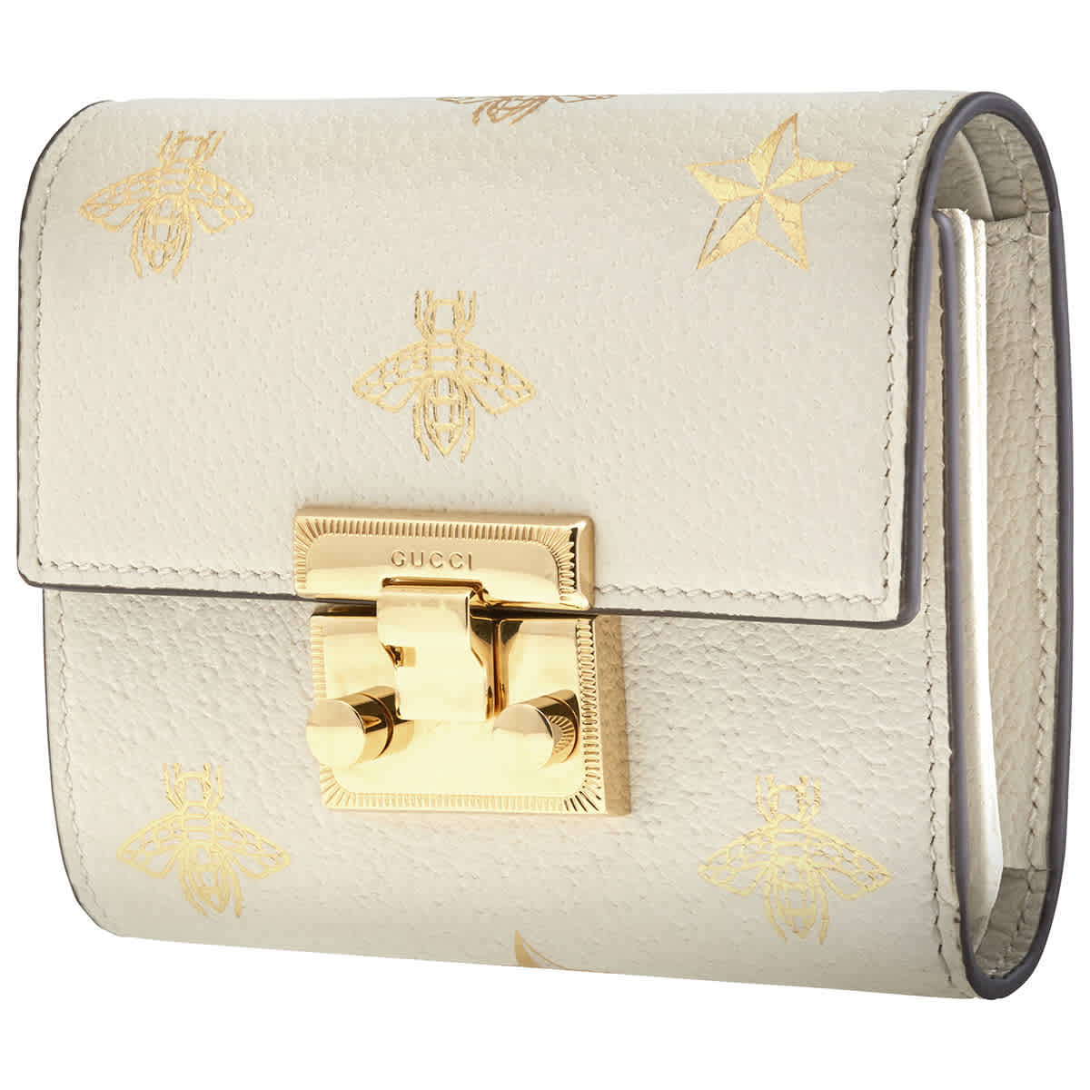 Gucci GG Ladies Bee Wallet in White 