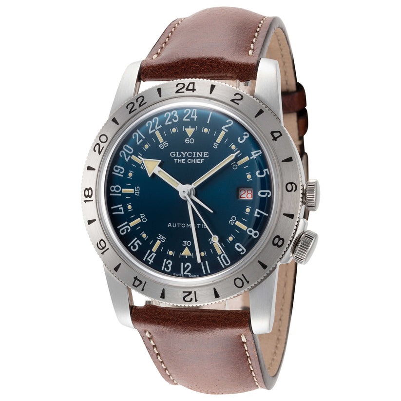 Glycine Airman Vintage The Chief Automatic Blue Dial Mens Watch GL0306 689$