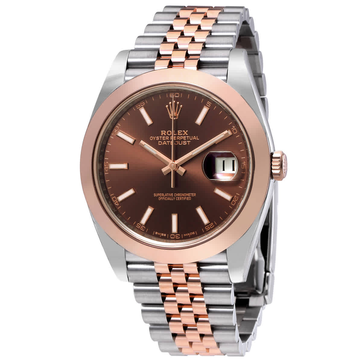 Rolex Datejust 41 Chocolate Brown Dial Steel and 18K Rose Gold Mens Watch 126301CHSJ