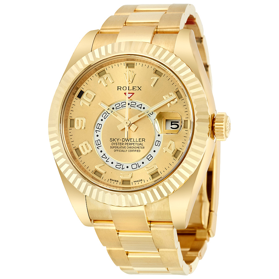 Preowned Rolex Sky Dweller GMT Automatic Champagne Dial Mens Watch 326938CAO