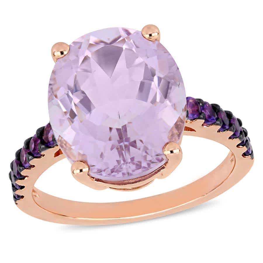 AMOUR 7 78 CT TGW Oval-cut Amethyst Rose De France Ring In Rose Plated Sterling Silver 110$
