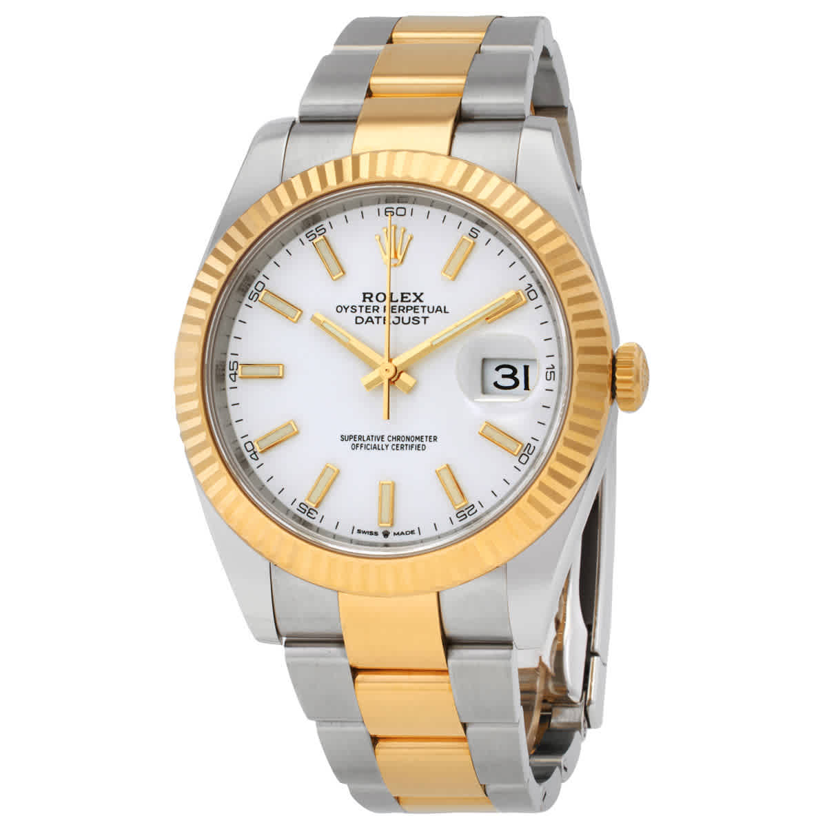 Rolex Datejust 41 White Dial Steel and 18K Yellow Gold Oyster Mens Watch 126333WSO