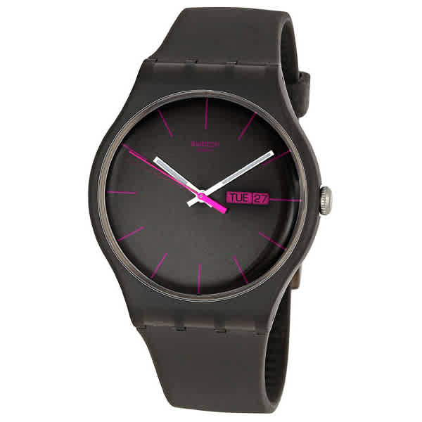 Swatch Rebel Brown Dial Brown Rubber 41 mm Watch SUOC700 $59