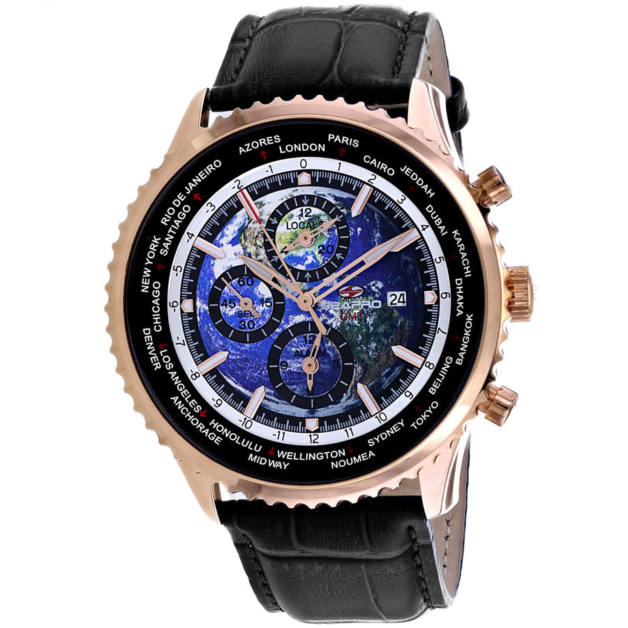 Seapro Meridian World Timer Gmt Chronograph Quartz Blue Dial Mens Watch SP7134 324$