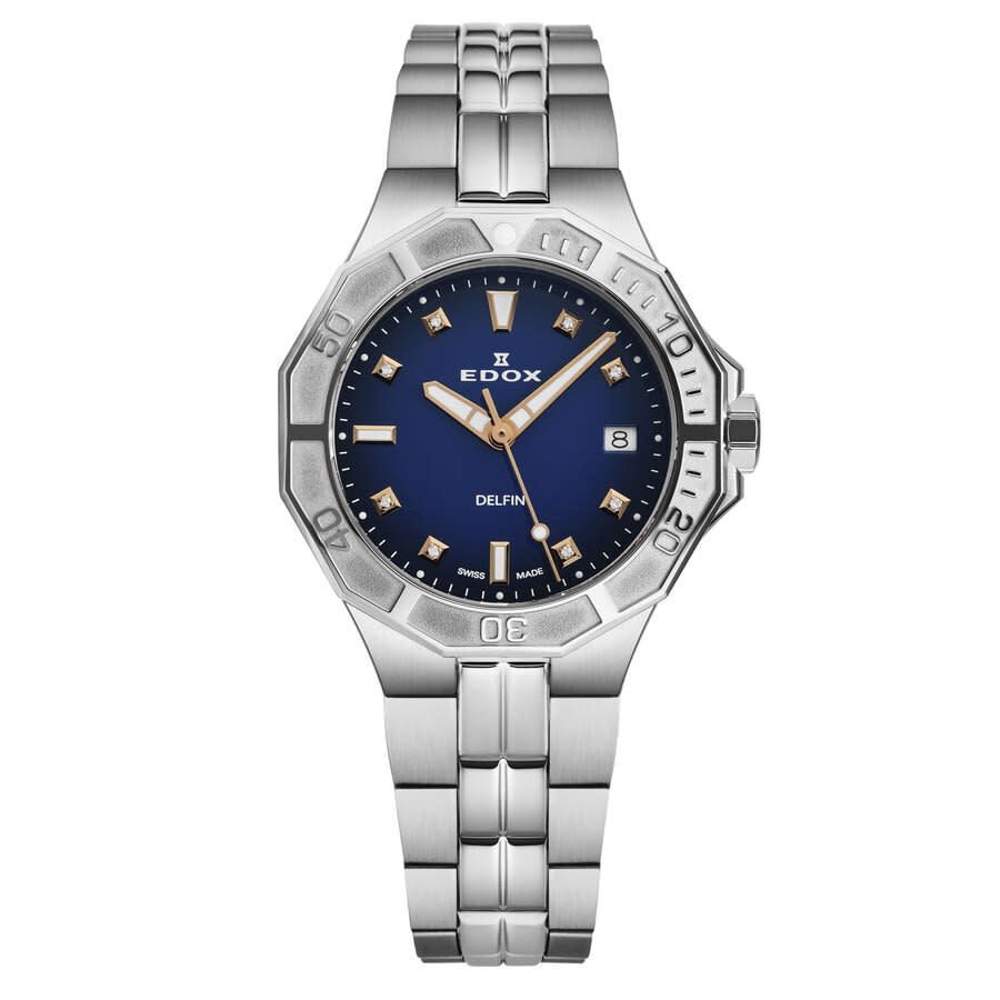 Edox Delfin Blue Dial Ladies Watch 53020 3M BUDDR