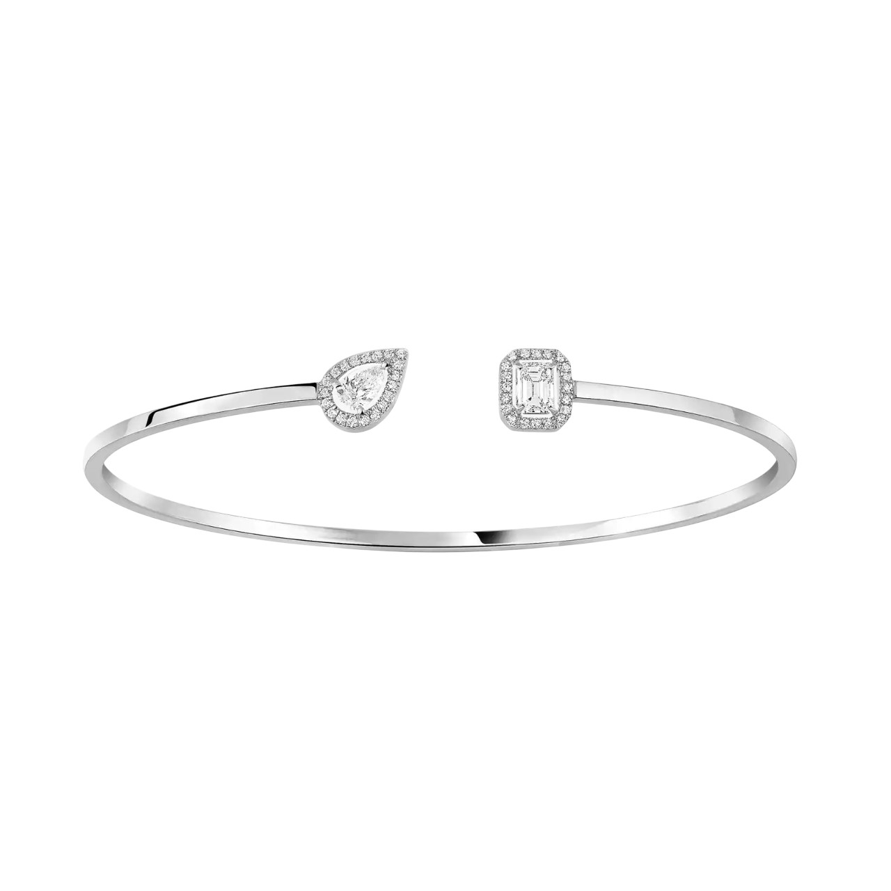 Messika 18k White Gold My Twin Toi Moi Thin Diamond Bangle Size S 2788$
