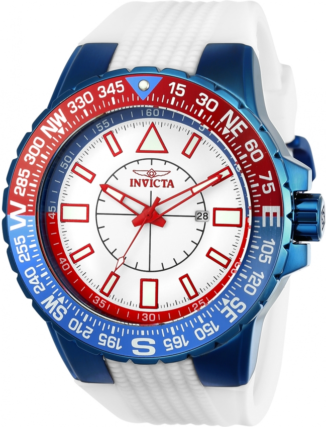 Мужские часы Invicta Aviator с кварцевым белым циферблатом Pepsi Dial 23997