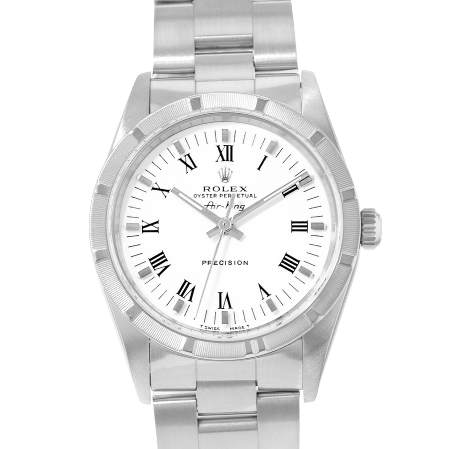 Preowned Rolex Air King 34 Automatic Chronometer White Dial Mens Watch 14010 WRO