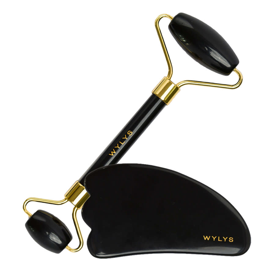 WYLYS Black Obsidian Gua Sha + Face Roller Set 2 oz Tools & Brushes 850049793919