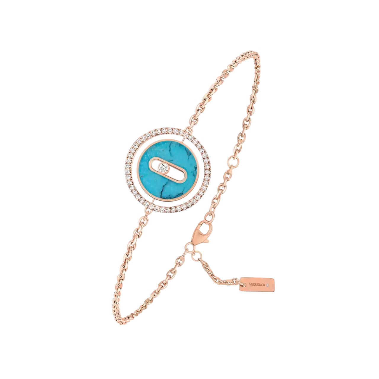 Messika Lucky Move 18k Rose Gold Diamond Turquoise Bracelet 1898$