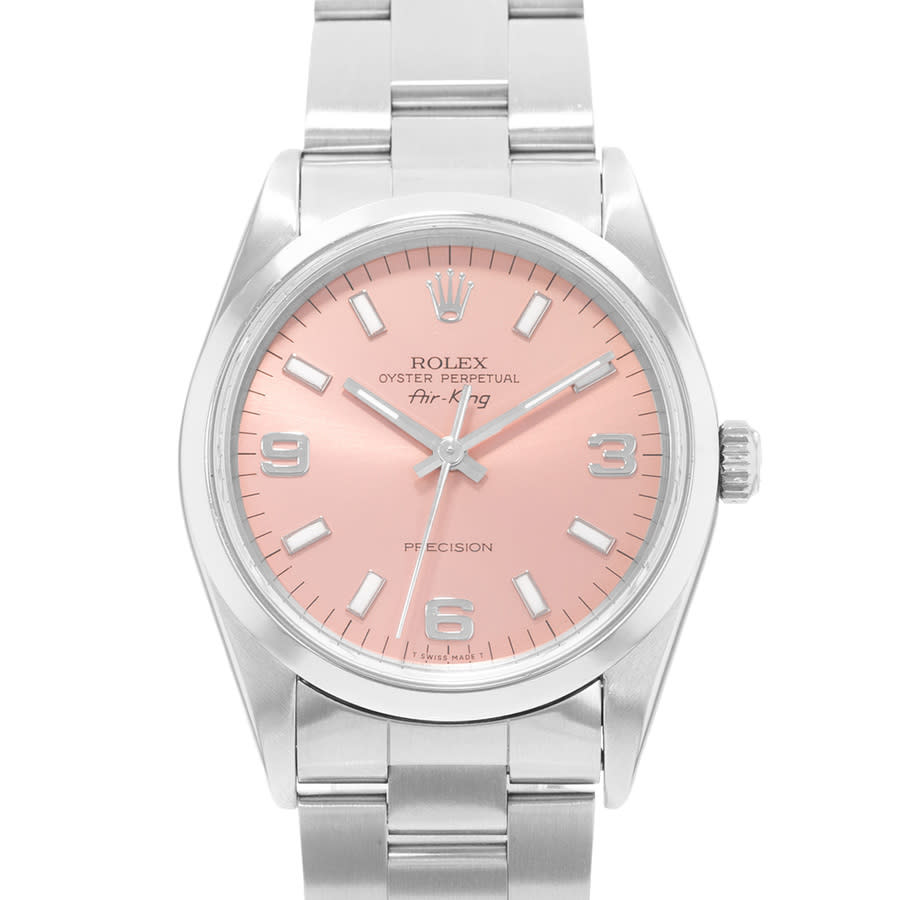 Preowned Rolex Air King 34Mm Automatic Chronometer Pink Dial Mens Watch 14000 PSO