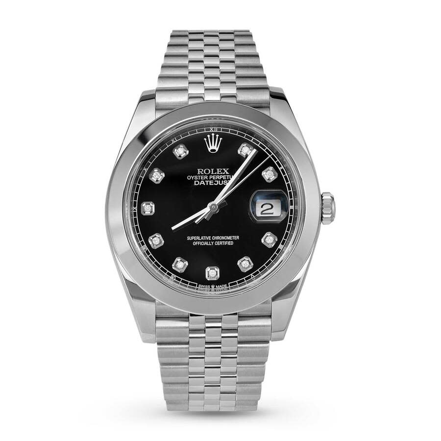 Preowned Rolex Datejust Automatic Chronometer Diamond Black Dial Mens Watch 126300 BKDJ