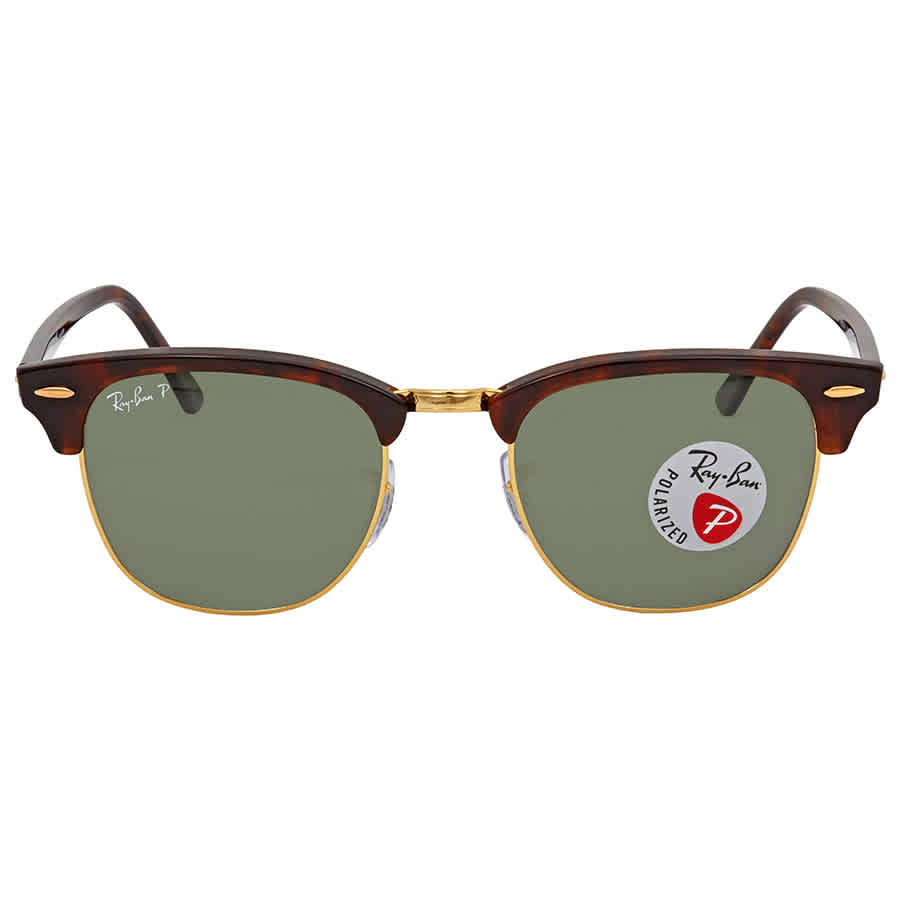 Ray-Ban Unisex Sunglass Clubmaster Classic -  Frame color: Tortoise On Gold, Lens color: G-15 Green Polarized