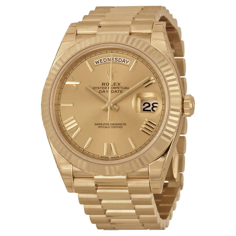 Rolex DayDate 40 Champagne Dial 18K Yellow Gold President Automatic Mens Watch 228238CRSP