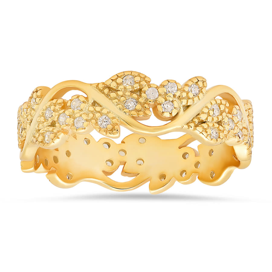 Kylie Harper 14k Gold Over Silver Vintage Floral CZ Eternity Band Ring 65$