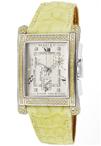 Bedat No. 7 Silver Dial Yellow Diamond Yellow Leather Ladies Watch 778.056.109