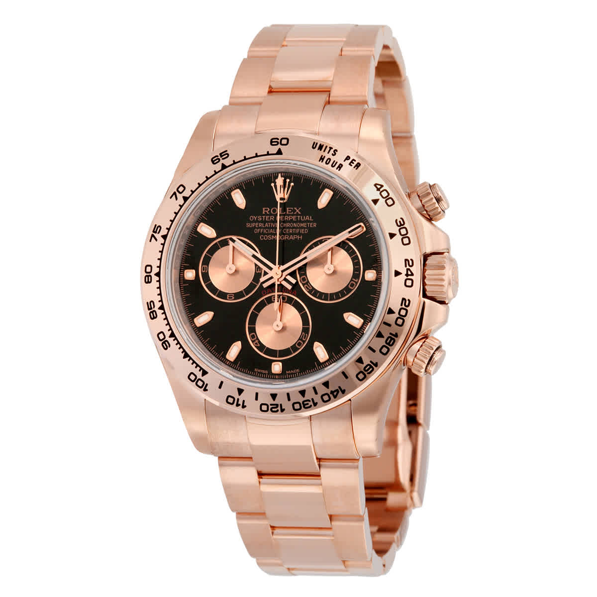 Rolex Cosmograph Daytona Black Dial 18K Everose Gold Oyster Bracelet Automatic Mens Watch 116505BKSO