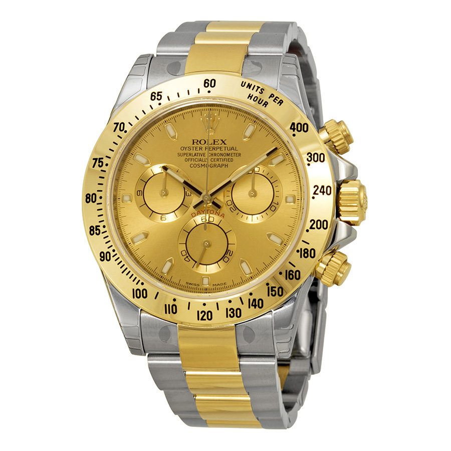Preowned Rolex Cosmograph Daytona Champagne Dial Stainless steel and 18K Yellow Gold Oyster Bracelet Automatic Mens Watch 116523CSO