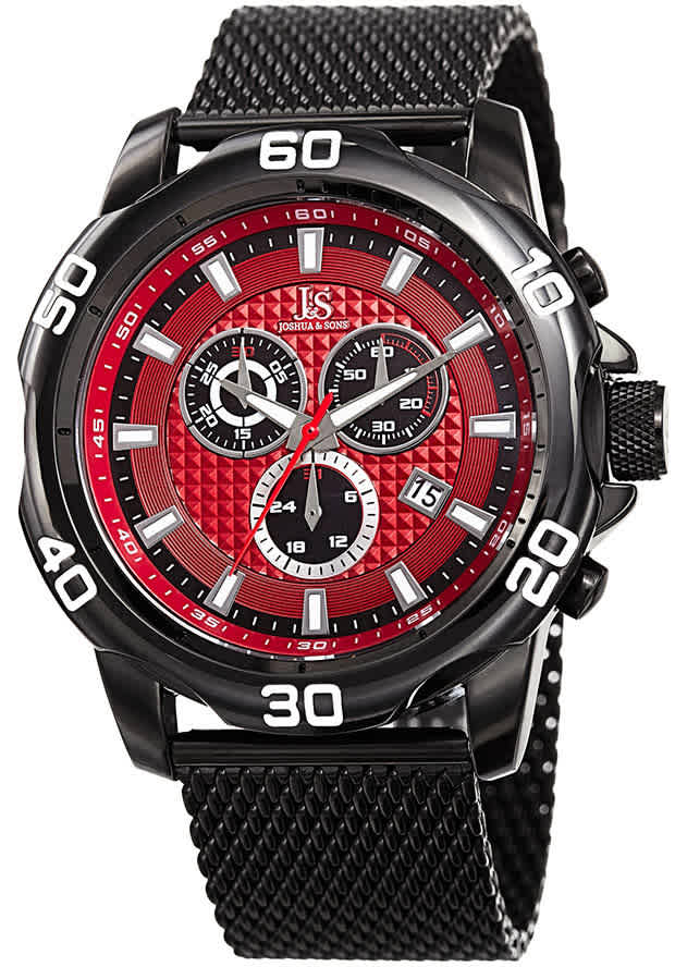Joshua and Sons Chronograph Quartz Red Dial Mens Watch JX123BKRD