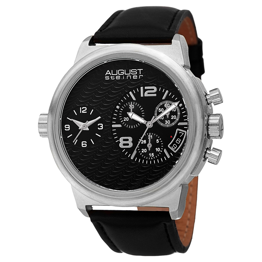 August Steiner Chronograph Quartz Black Dial Mens Watch AS8151SSB