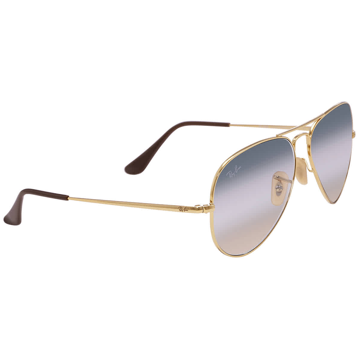 Ray-Ban Aviator Metal II RB3689 Bi-Gradient Glass Sunglasses - Polished Gold/Brown/Blue Gradient